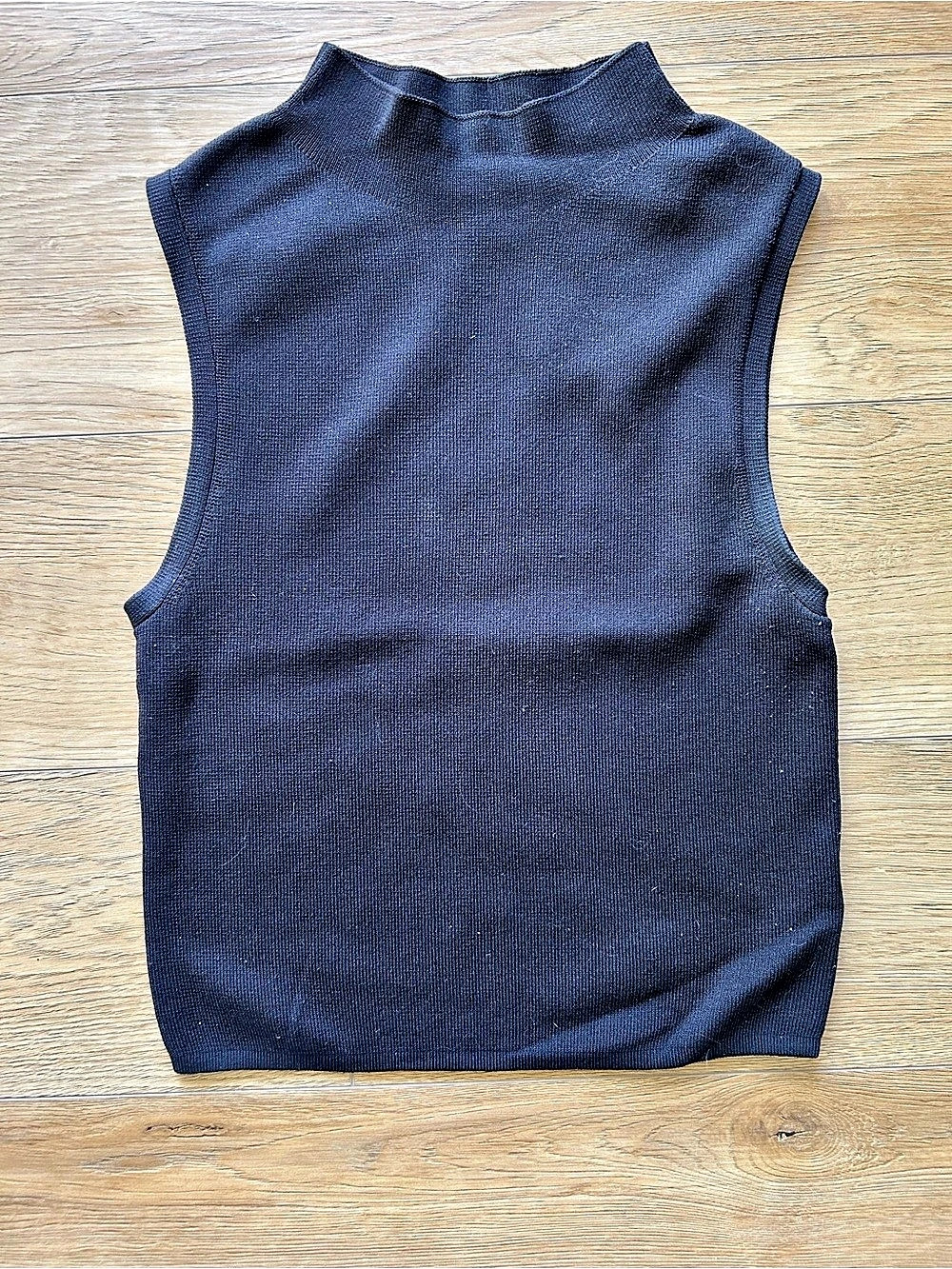 Babaton Knit Mockneck Tank in Black Size XS